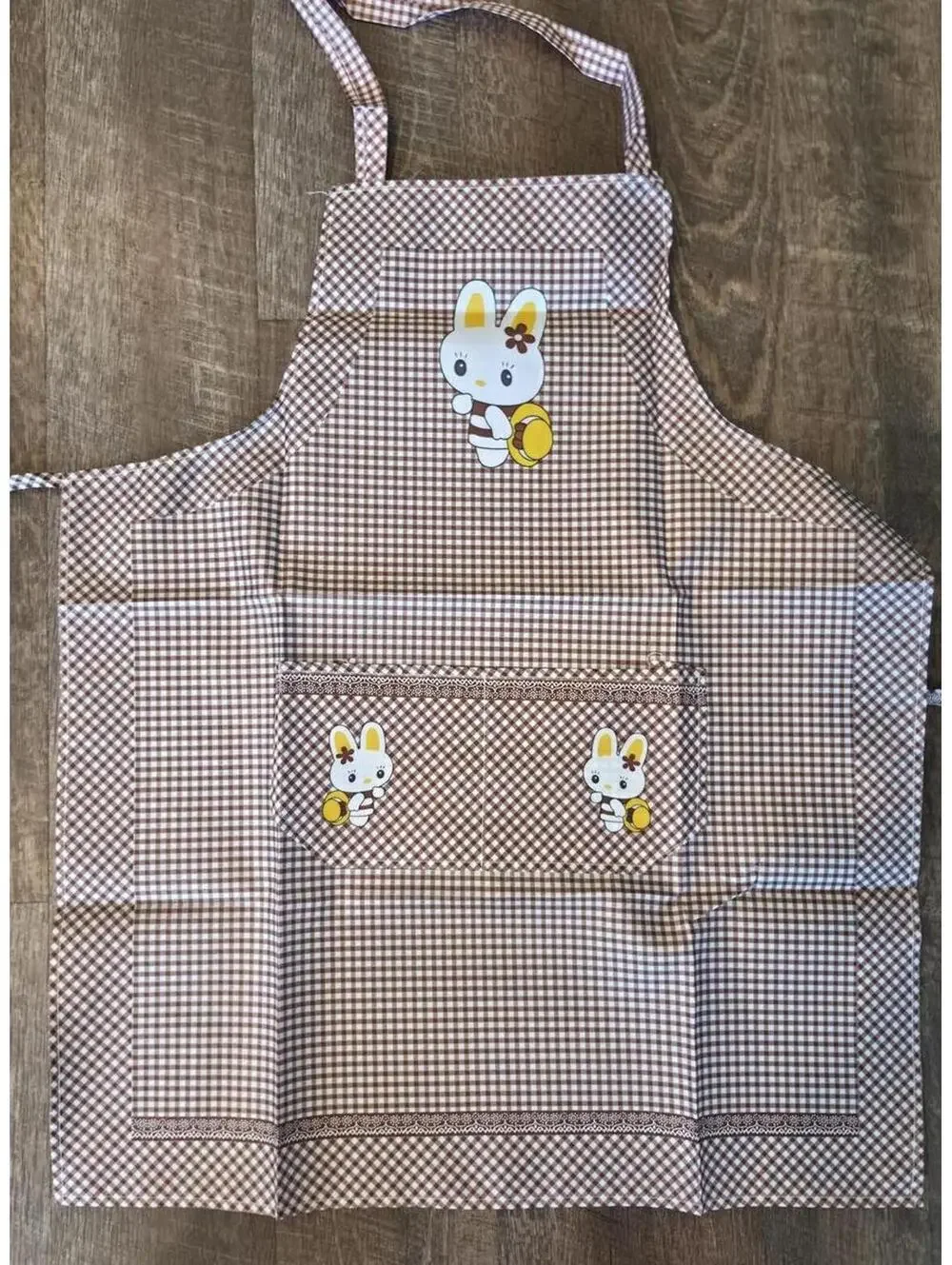 Cute Anime My Melody Gingham Apron - Khaki